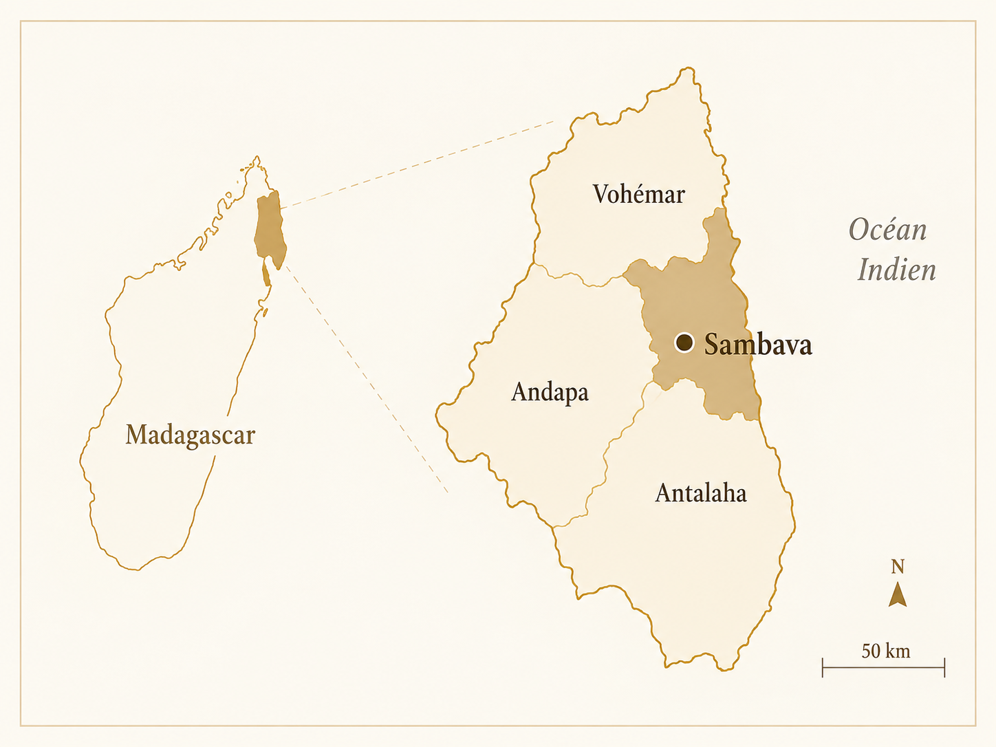 Carte éditoriale de Madagascar et de la région SAVA