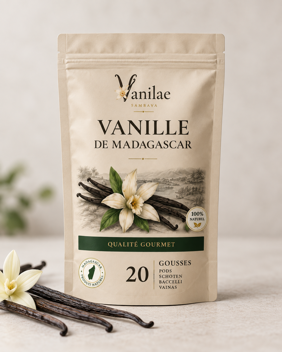 Mockup provisoire du sachet de vanille